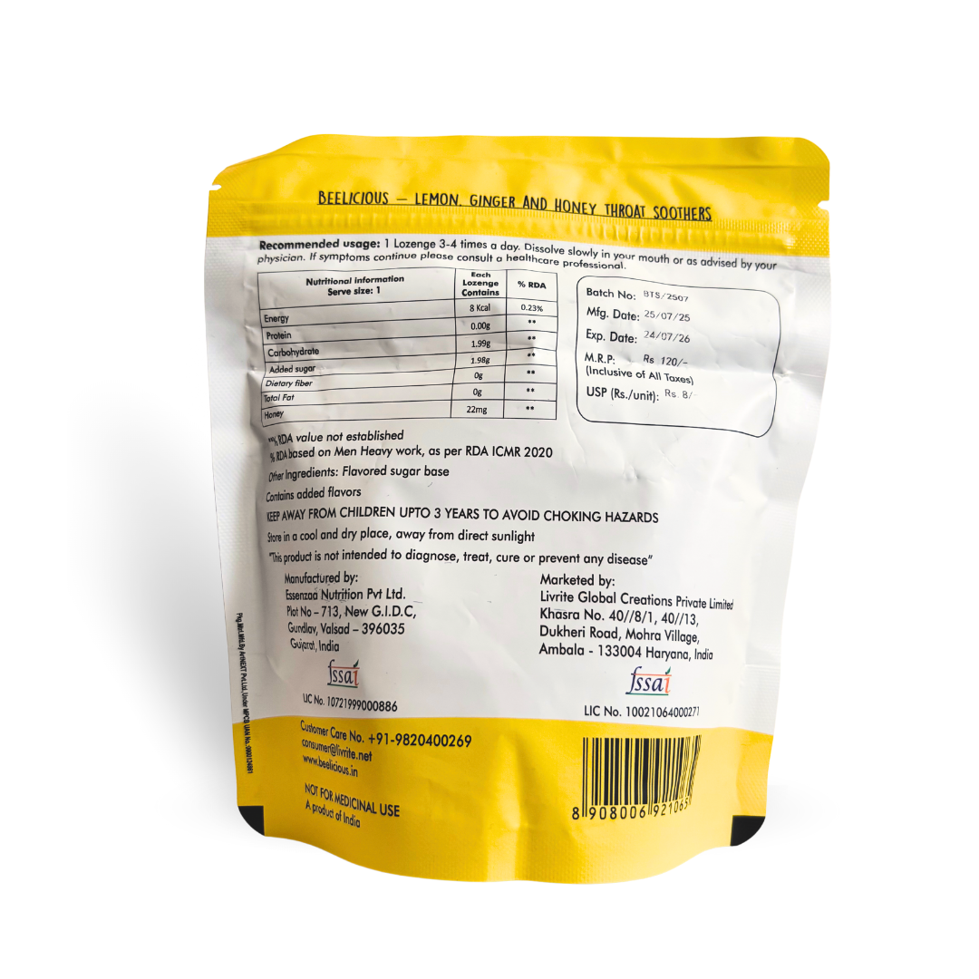 Beelicious All-Natural Honey Throat Soothers